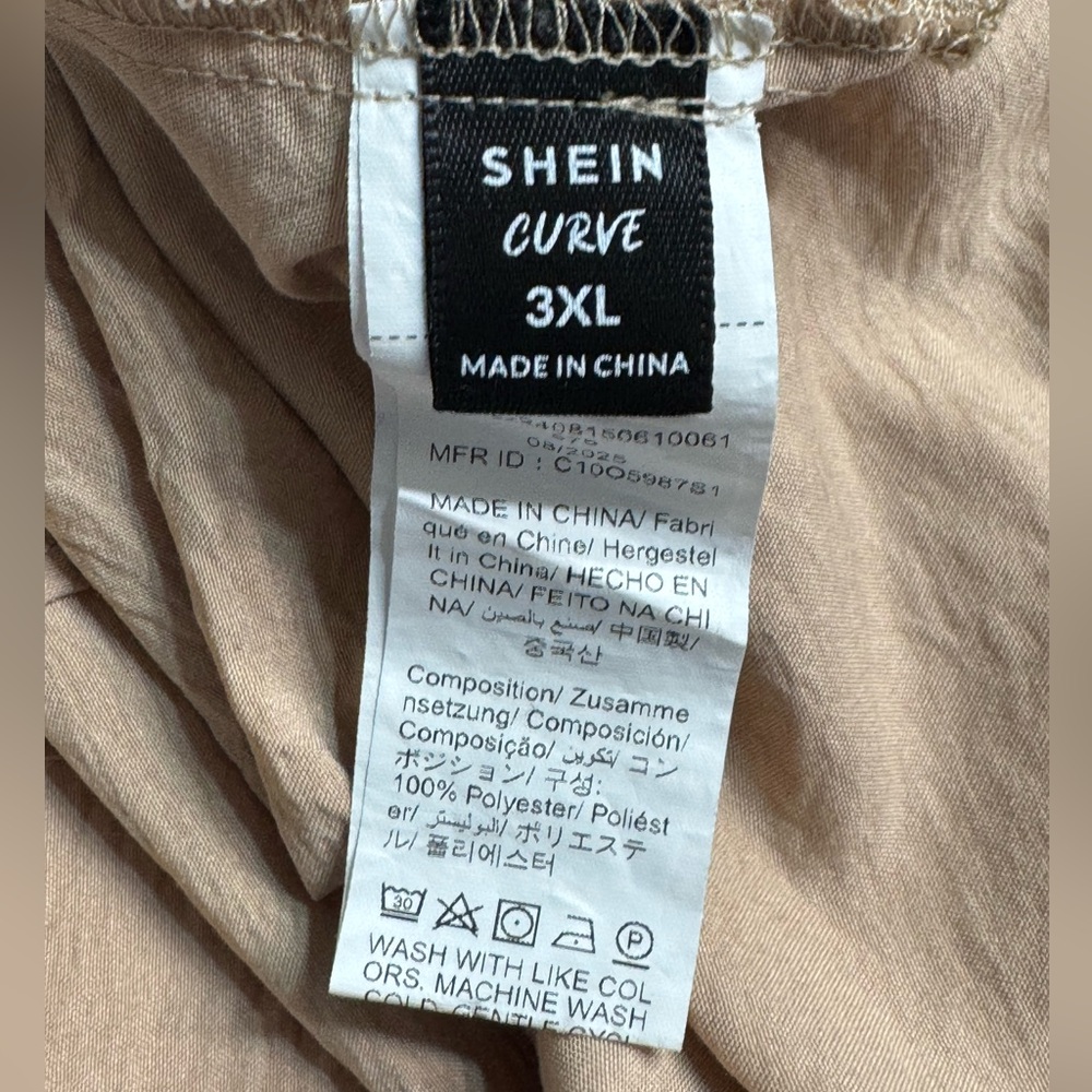 SHEIN Tan Blouse with Floral Embroidery 3XL - Picture 3 of 5